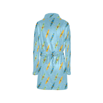 Kayak Pattern Print Design 04 Women's Fleece Robe