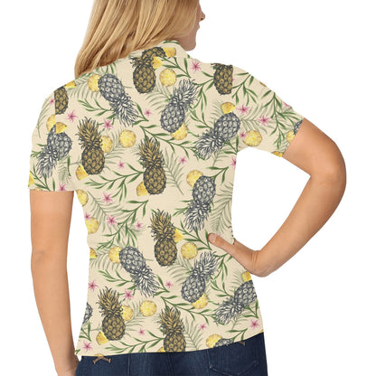 Pineapple Pattern Print Design PP012 Women's Polo Shirt