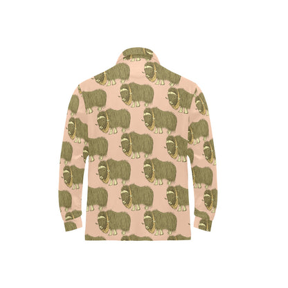 Yak Pattern Print Design 01 Long Sleeve Polo Shirt For Men's