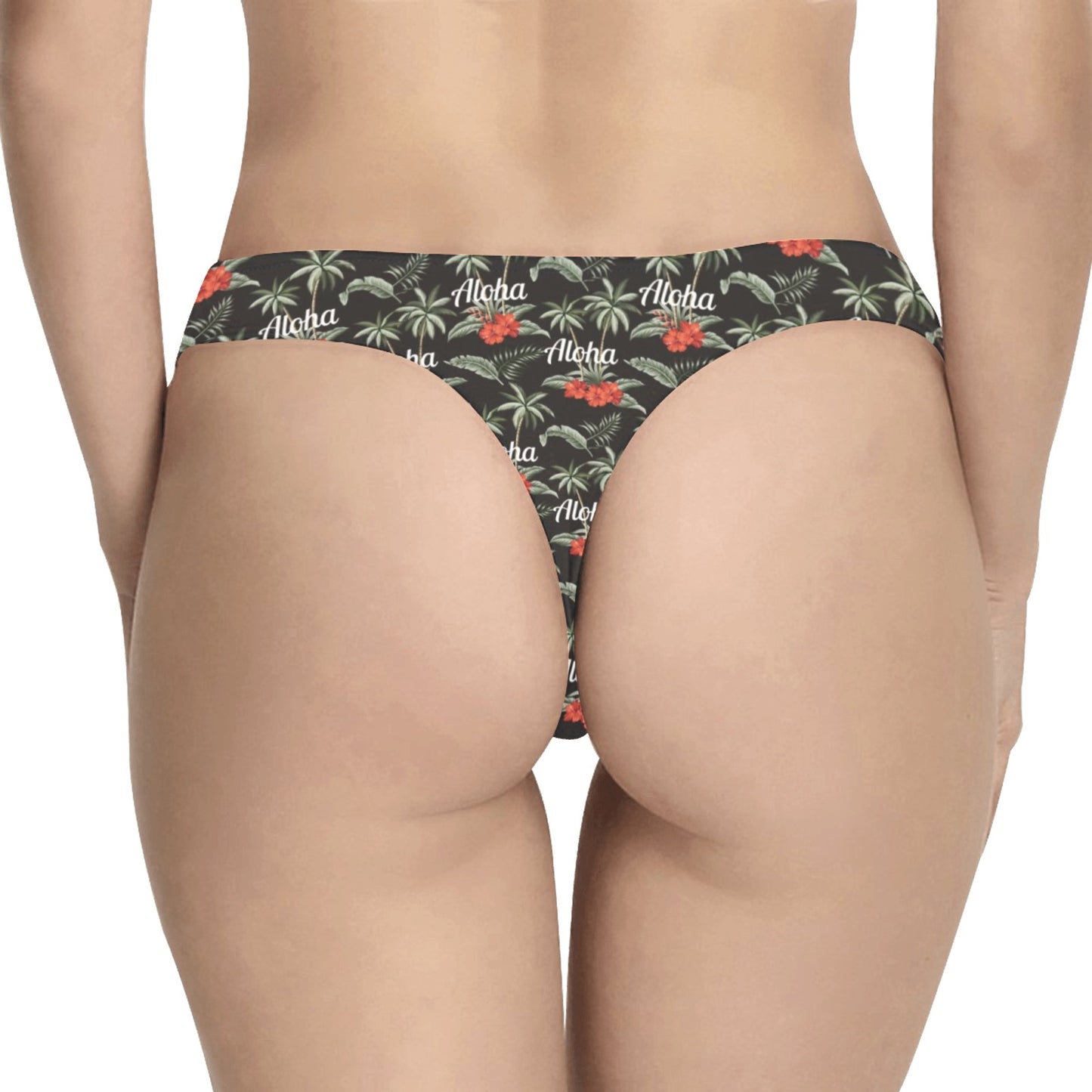Aloha Palm Tree Design Themed Print Women's Thongs