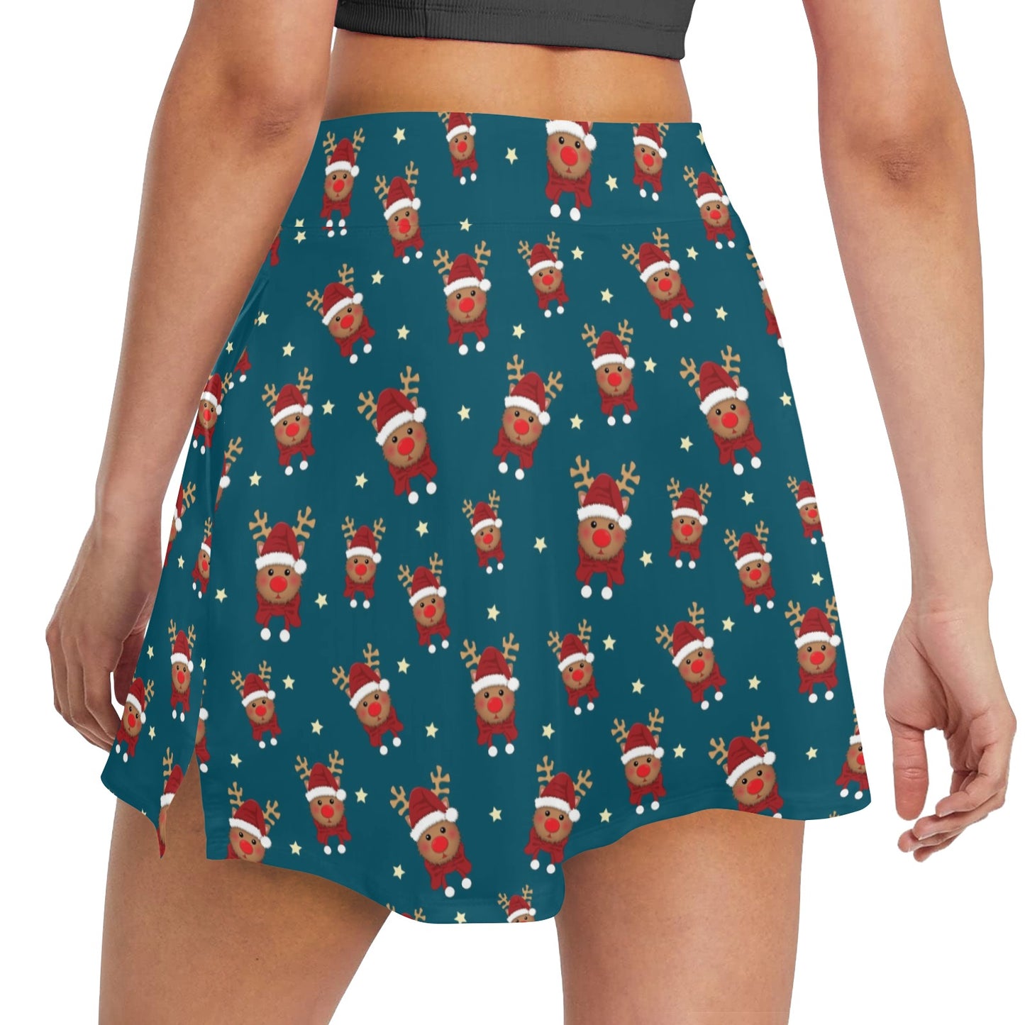 Reindeer Print Design LKS406 17" Golf & Pickleball Skort with Pockets