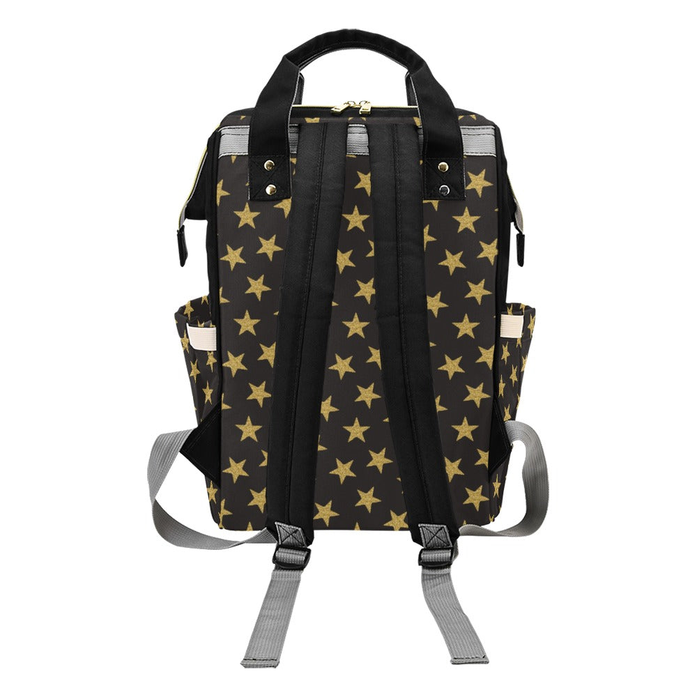 Star Gold Print Design LKS302 Diaper Bag Backpack