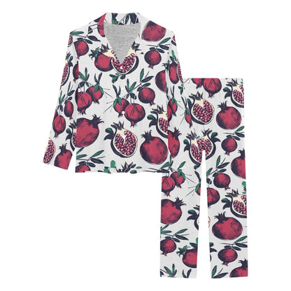 Pomegranate Pattern Print Design PG01 Women's Long Pajama Set