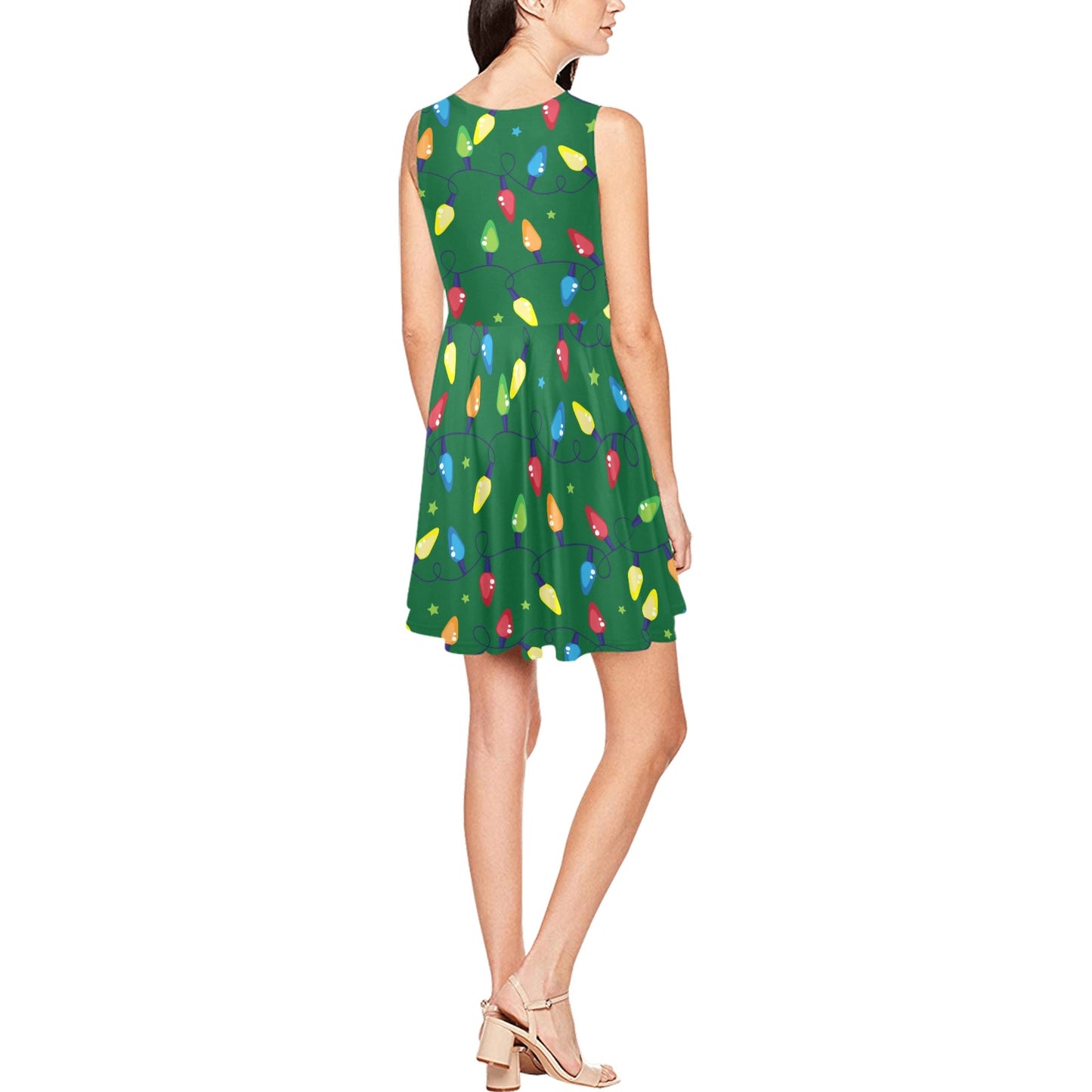 Christmas Light Pattern Print Design 02 Sleeveless Dress