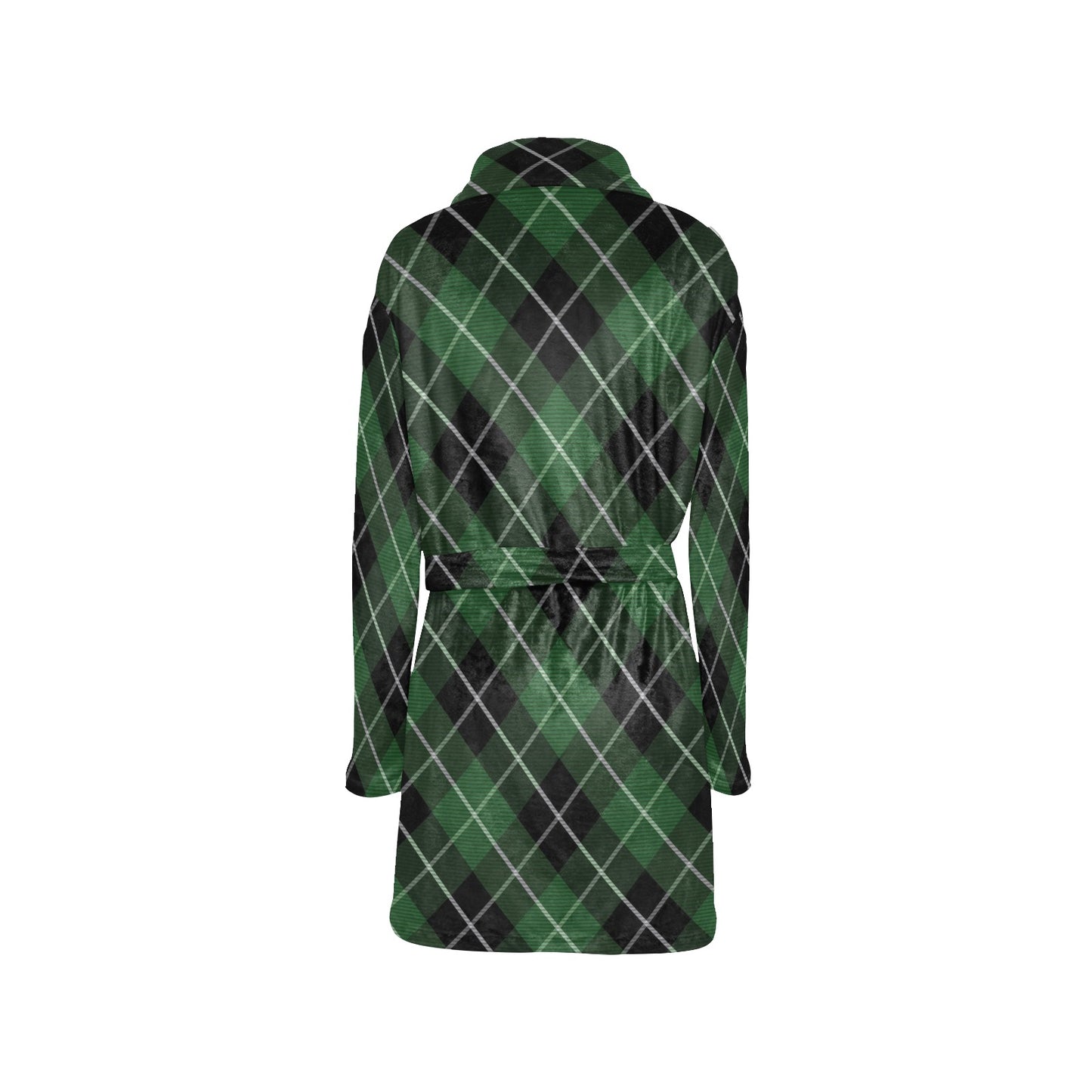Plaid Green Pattern Print Design A05 Women's Fleece Robe