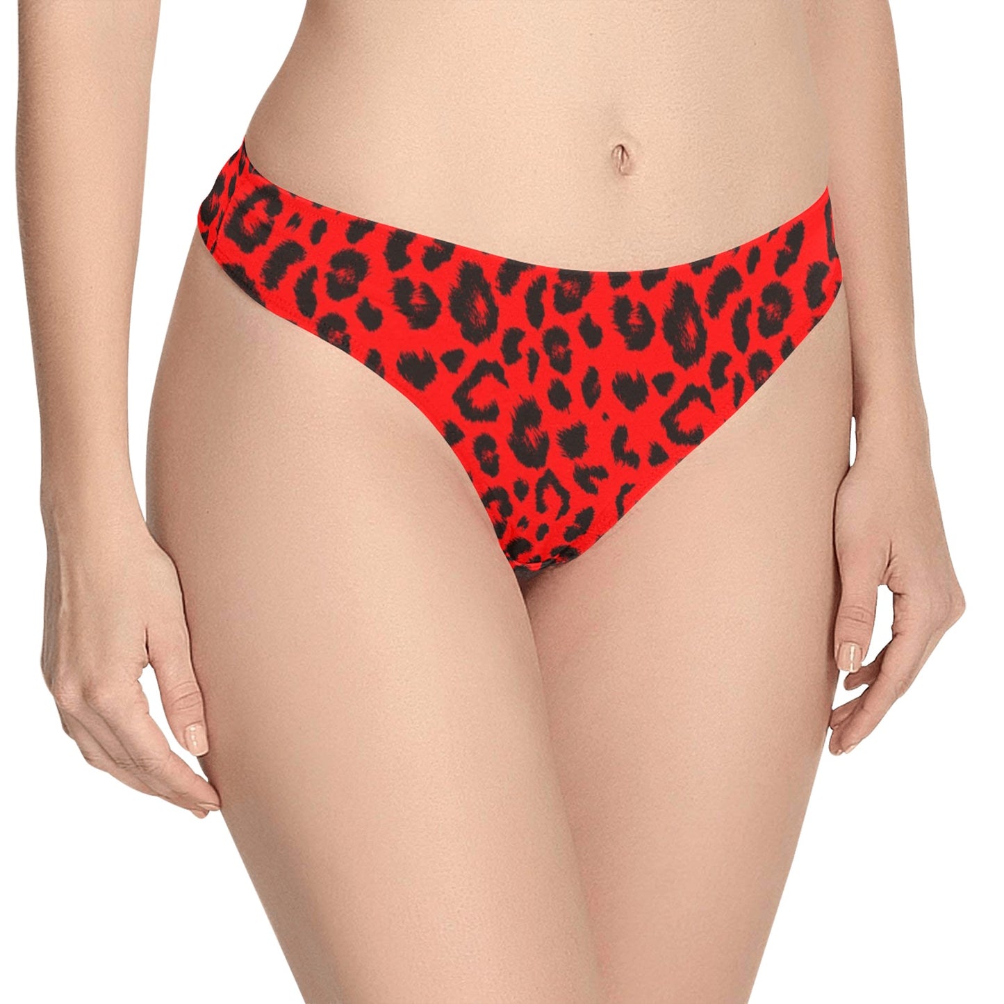 Leopard Red Skin Print Women's Thongs