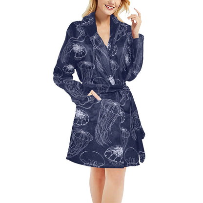 Jellyfish Pattern Print Design 05 Women's Fleece Robe