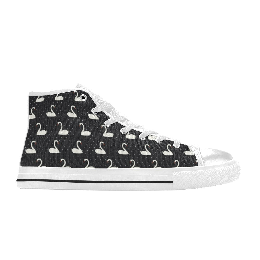 Swan Print Design LKS401 Men's High Top Canvas Shoes