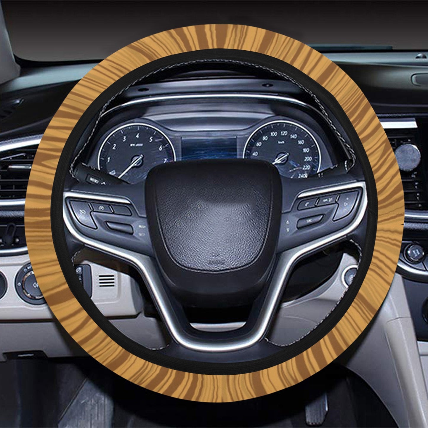 Wood Texture Print Design LKS301 Steering Wheel Cover with Elastic Edge