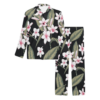 Plumeria Pattern Print Design PM021 Men's Long Pajama Set