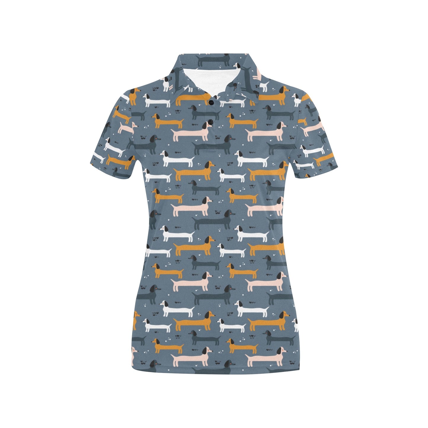 Dachshund Pattern Print Design 012 Women's Polo Shirt