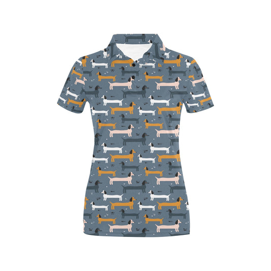 Dachshund Pattern Print Design 012 Women's Polo Shirt