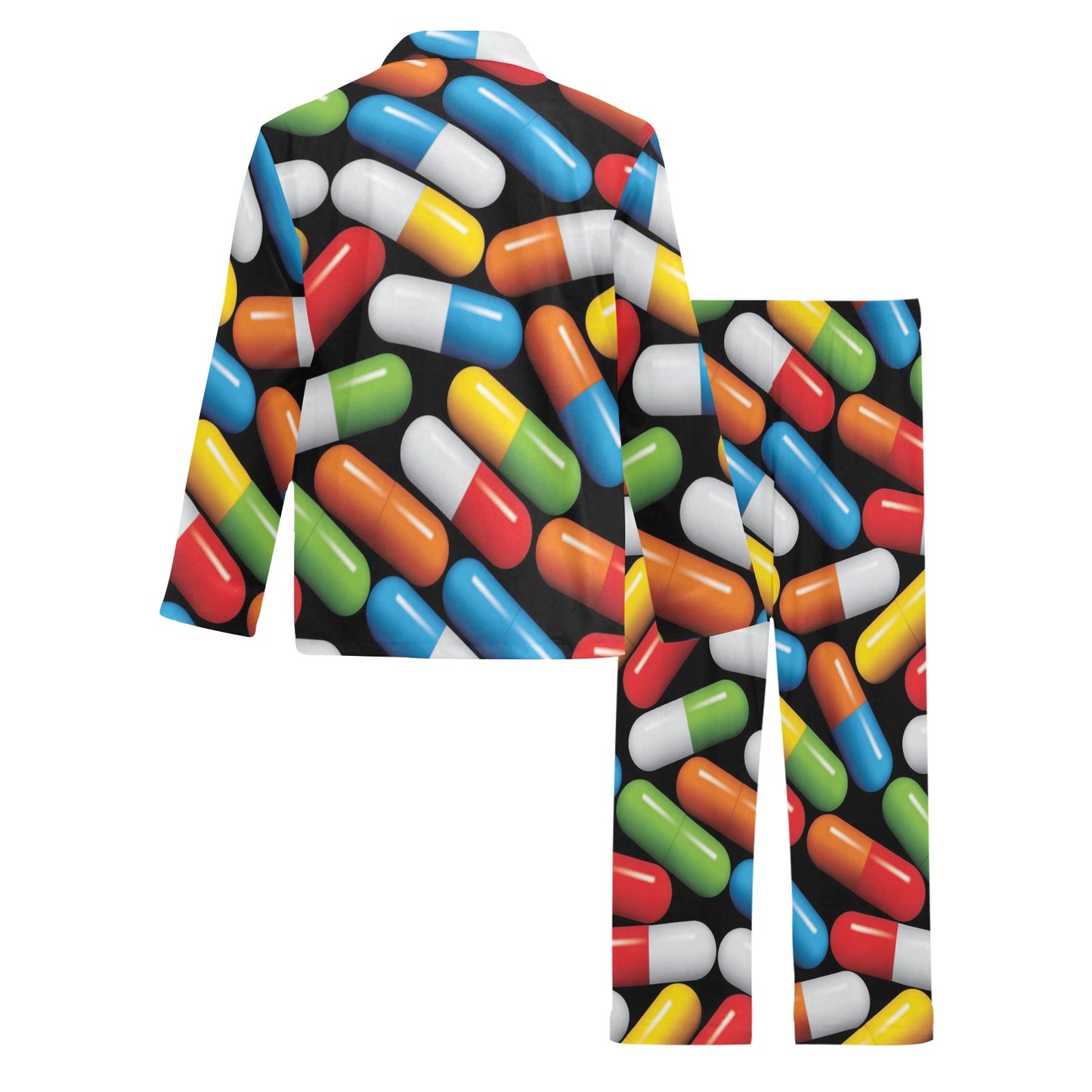 Pill Pattern Print Design A02 Men's Long Pajama Set