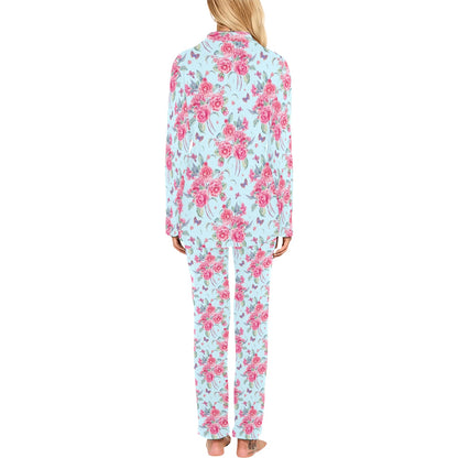 Camellia Pattern Print Design 01 Women's Long Pajama Set