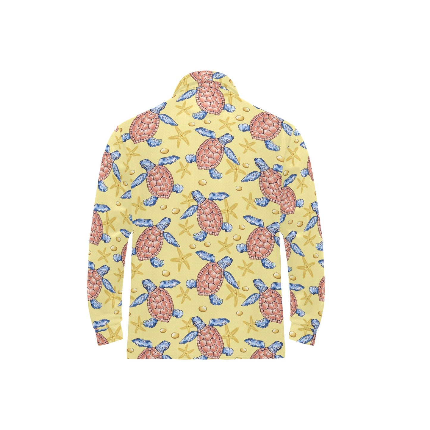 Sea Turtle Pattern Print Design T06 Long Sleeve Polo Shirt For Men's