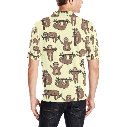 Sloth Print Design LKS3010 Men Polo Shirt