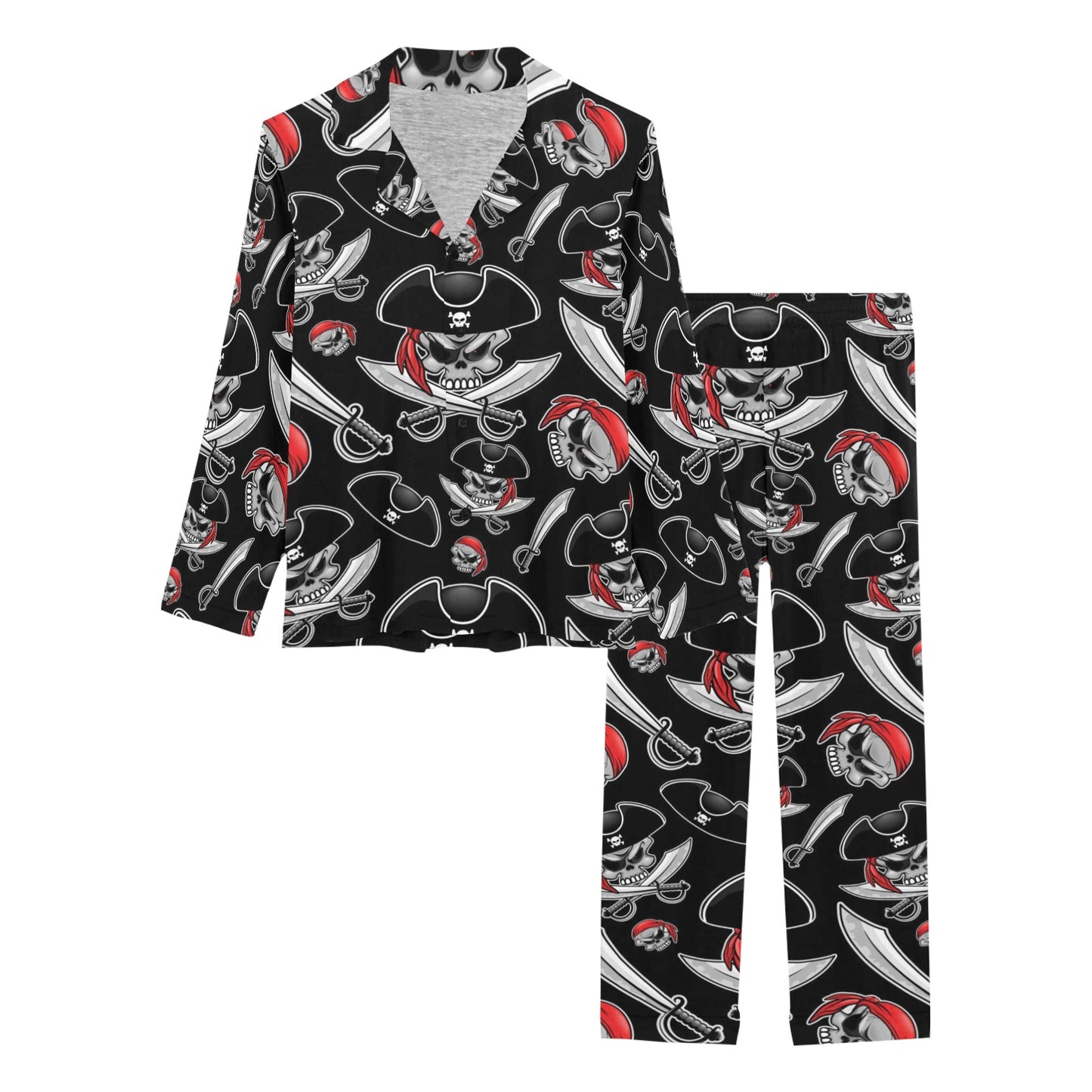 Pirate Pattern Print Design A05 Women's Long Pajama Set