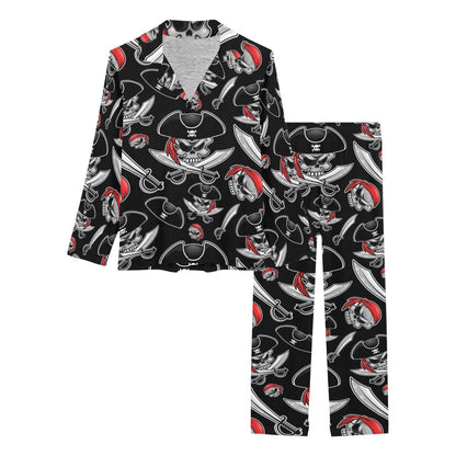 Pirate Pattern Print Design A05 Women's Long Pajama Set
