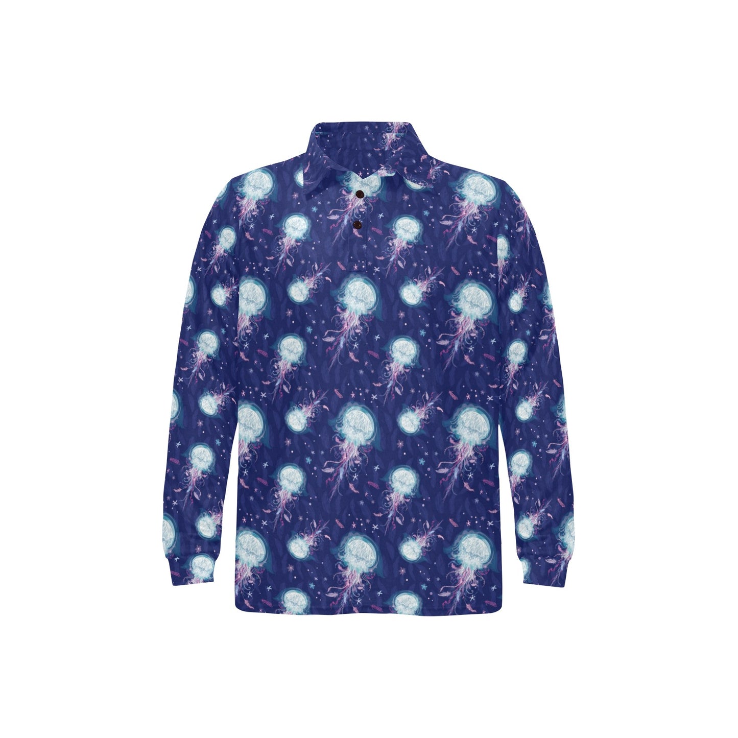 Jellyfish Cute Design Long Sleeve Polo Shirt For Men's