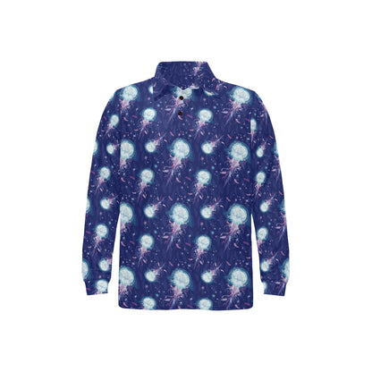 Jellyfish Cute Design Long Sleeve Polo Shirt For Men's