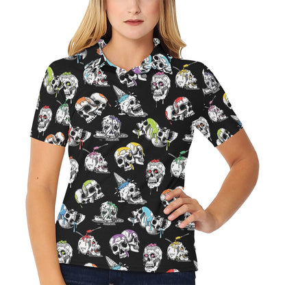 Skull Print Design LKS3013 Women's Polo Shirt