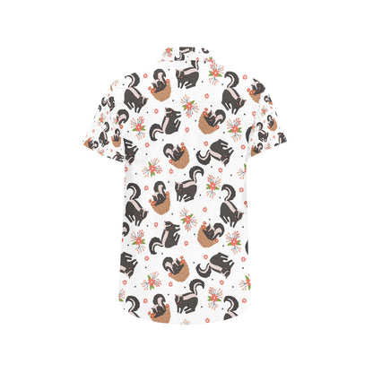 Skunk Print Design LKS304 Men Short Sleeve Button Up Shirt