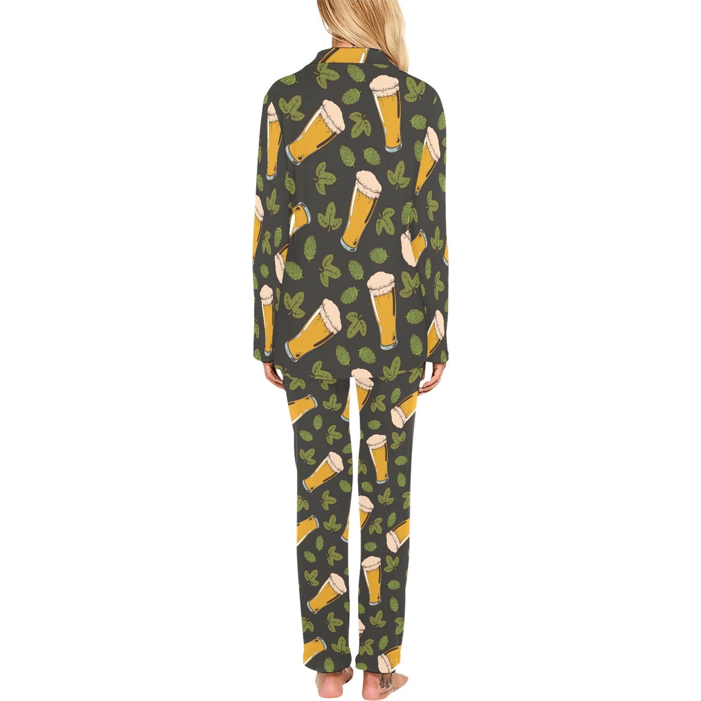 Beer Iris Pattern Print Design 02 Women's Long Pajama Set