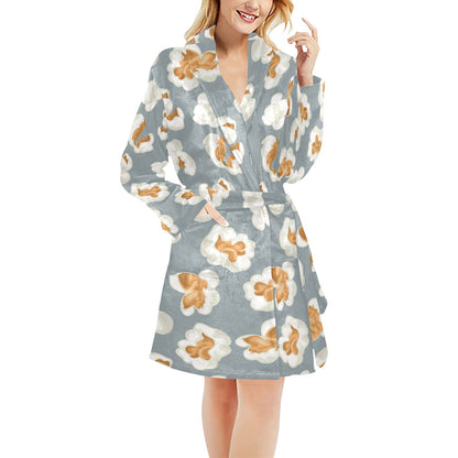 Popcorn Pattern Print Design A05 Women's Fleece Robe