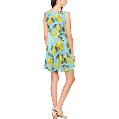 Lemon Pattern Print Design LM05 Sleeveless Dress