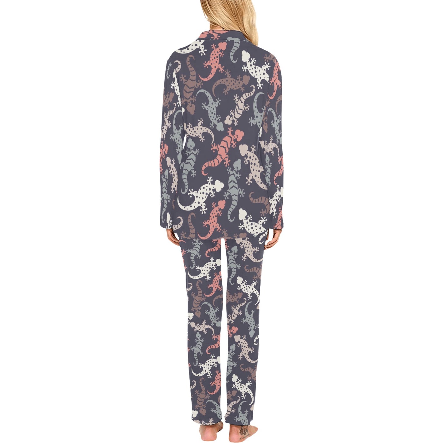 Gecko Pattern Print Design 02 Women's Long Pajama Set
