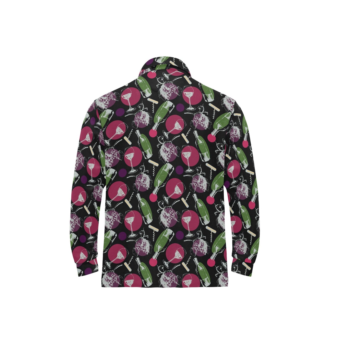 Wine Print Design LKS307 Long Sleeve Polo Shirt For Men's