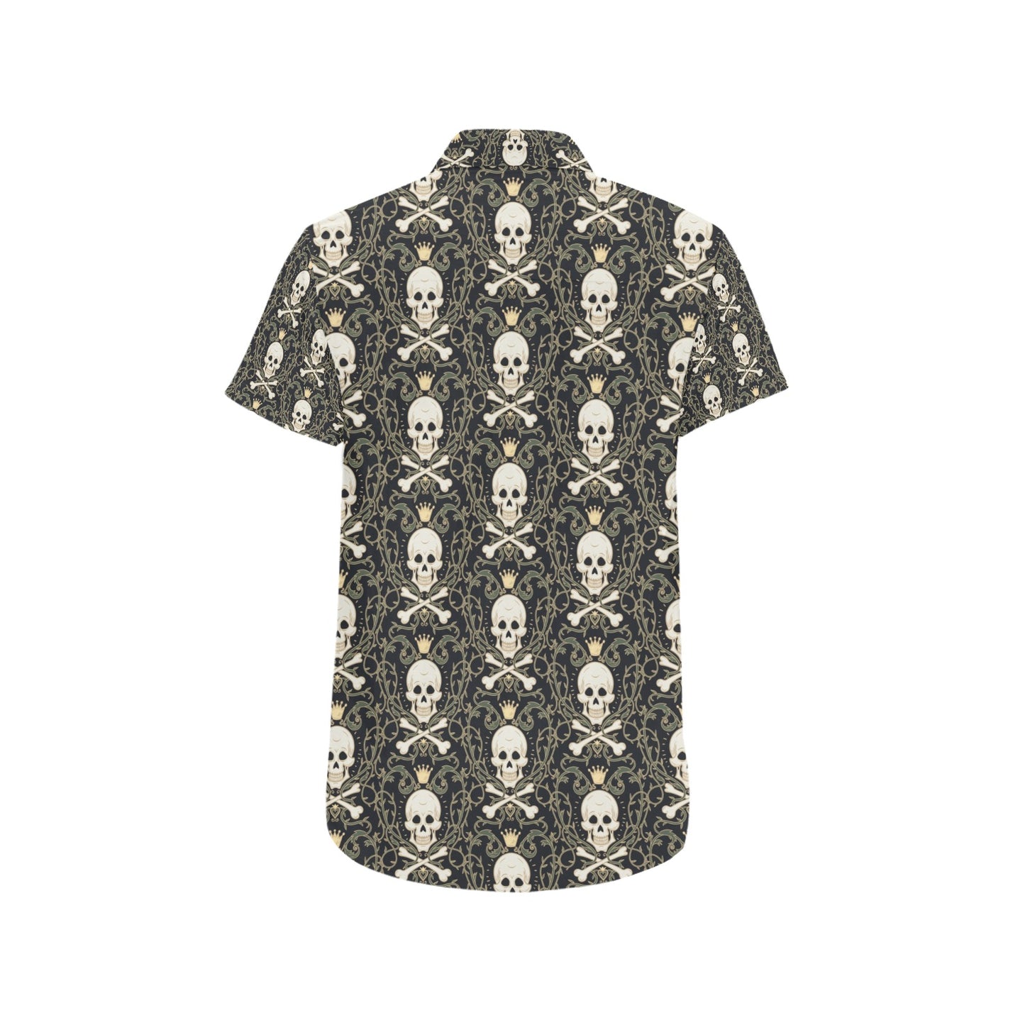 Skull King Print Design LKS307 Men Short Sleeve Button Up Shirt