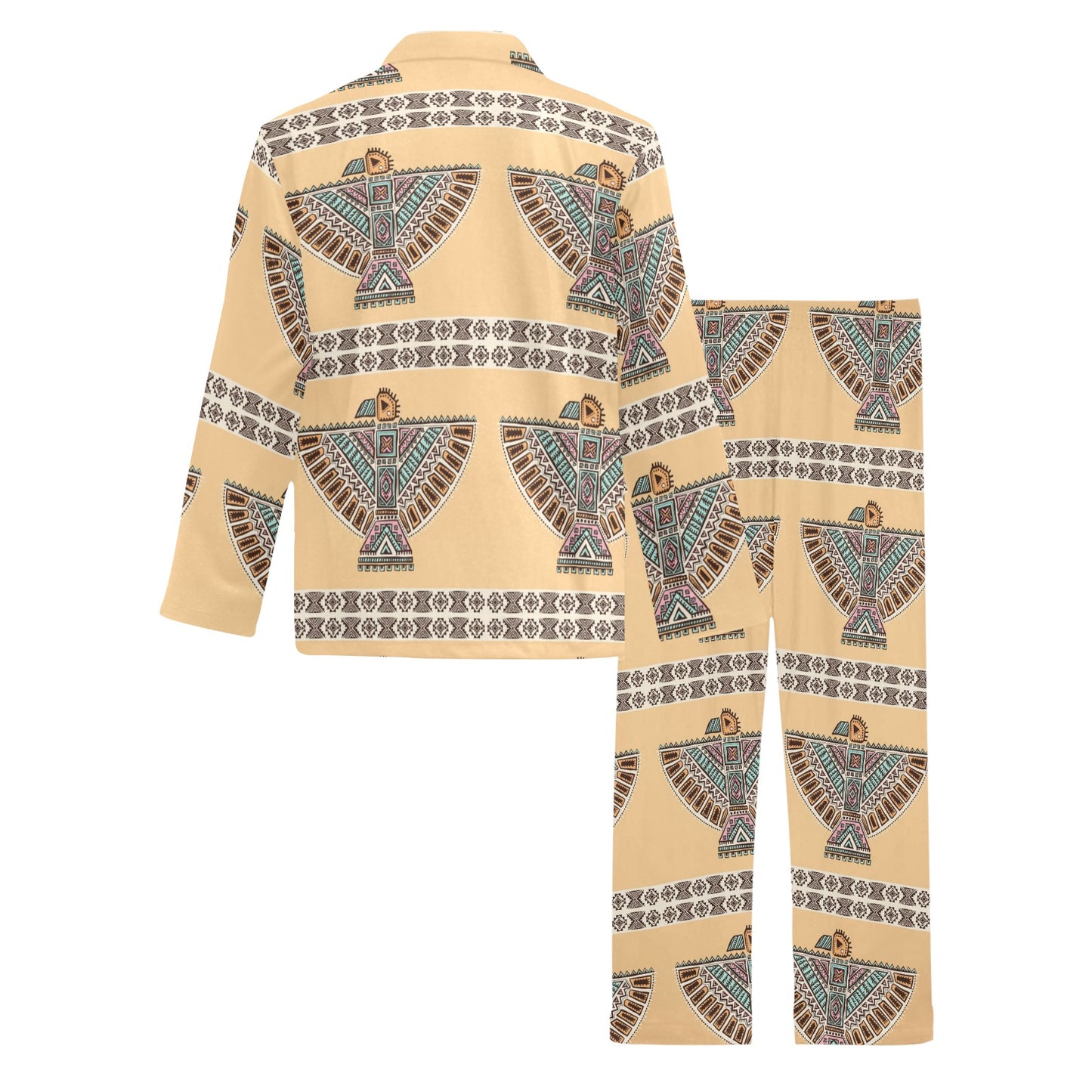 Native American Eagle Pattern Men's Long Pajama Set
