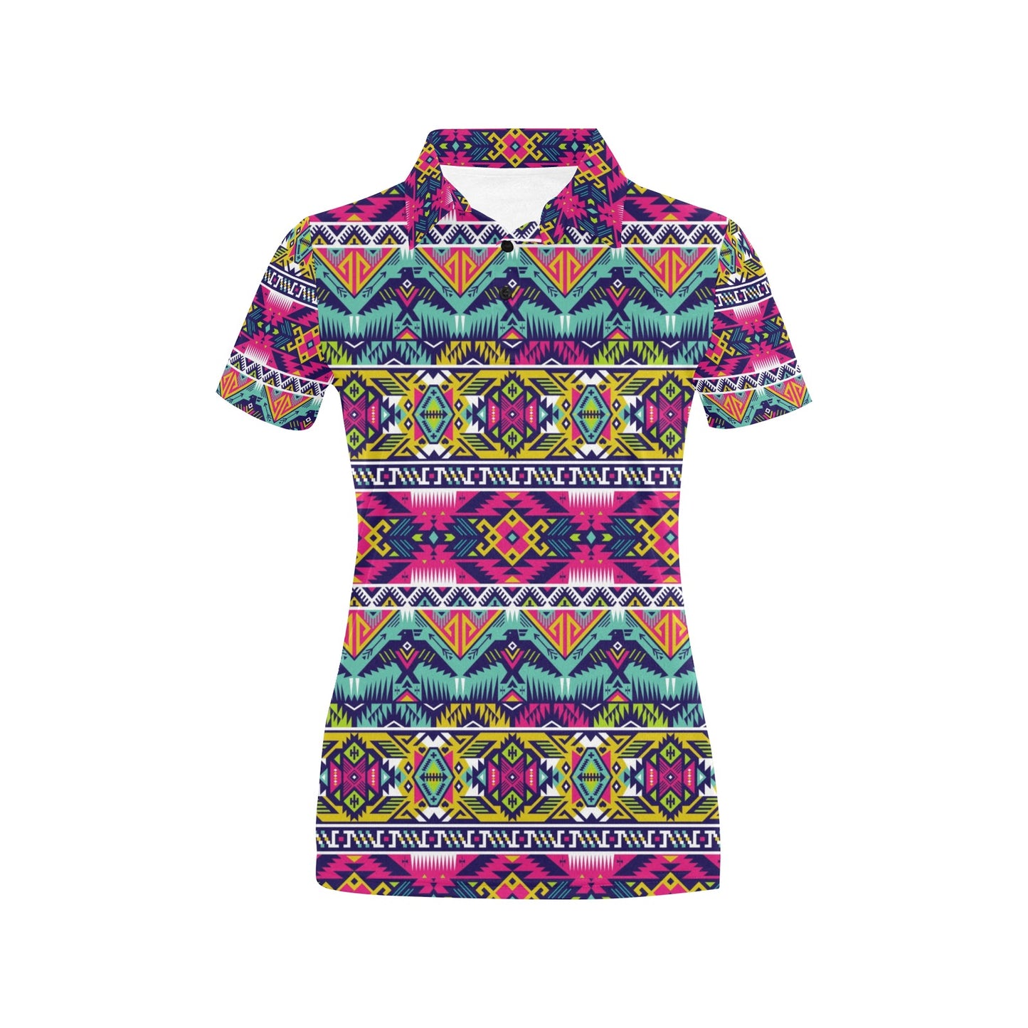 Indian Navajo Color Themed Design Print Women's Polo Shirt