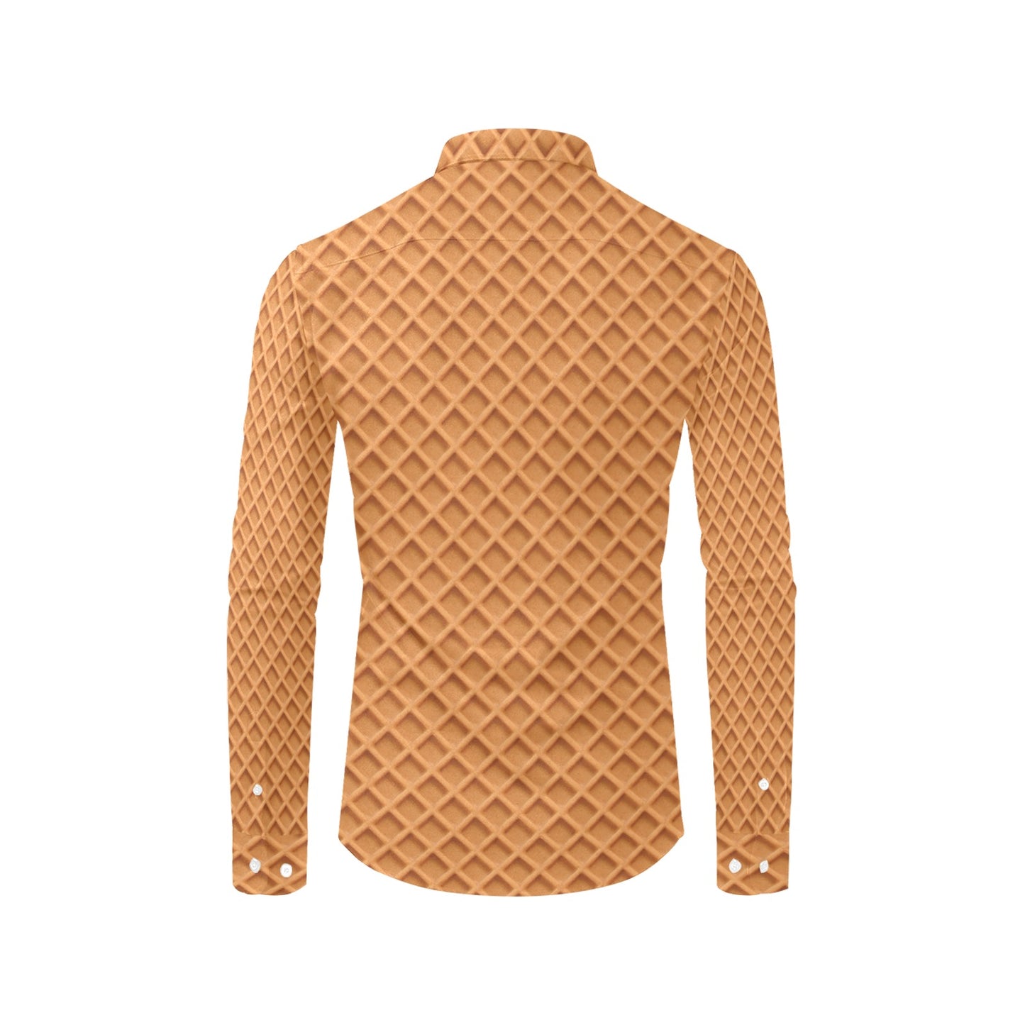 Waffle Texture Print Design LKS301 Men's Long Sleeve Dress Shirt