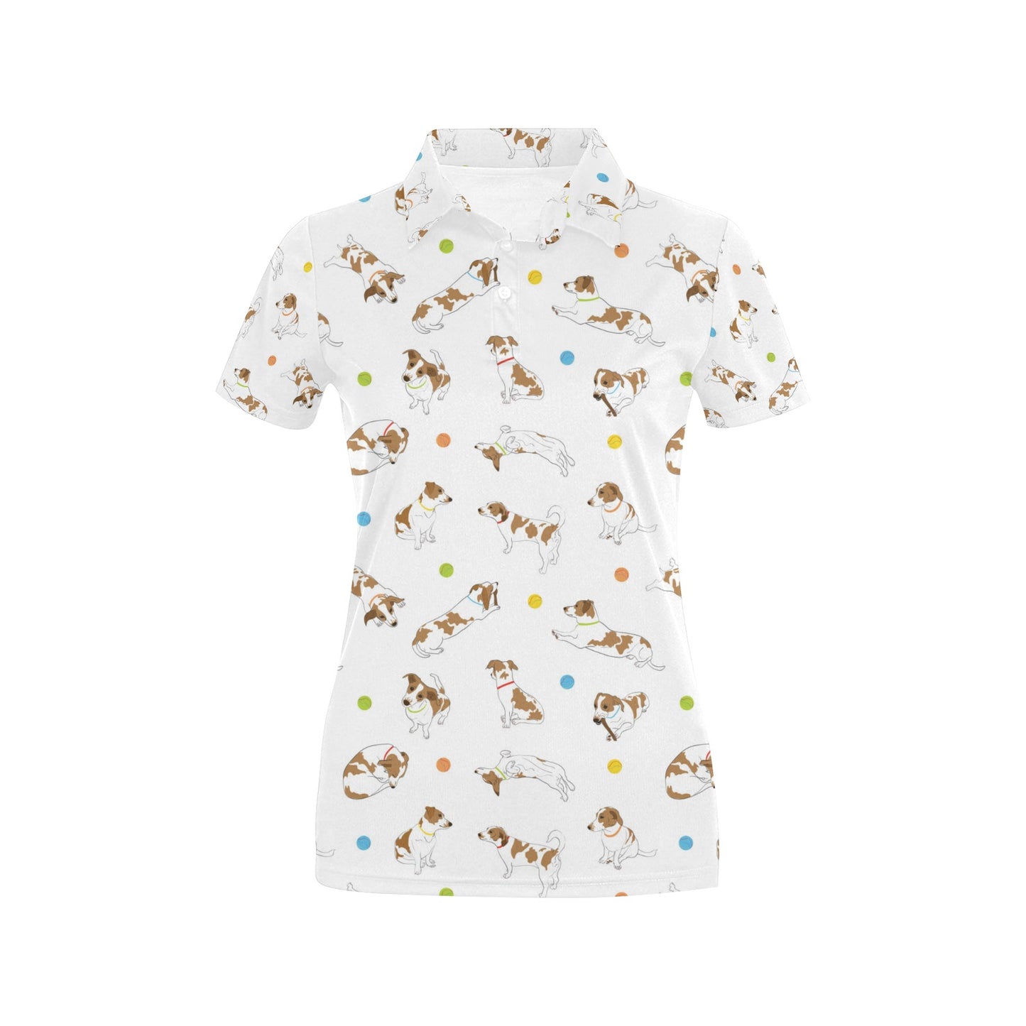 Russell Terriers With Balls Print Design LKS307 Women's Polo Shirt