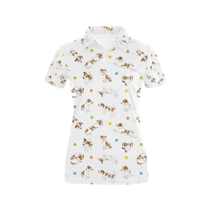 Russell Terriers With Balls Print Design LKS307 Women's Polo Shirt