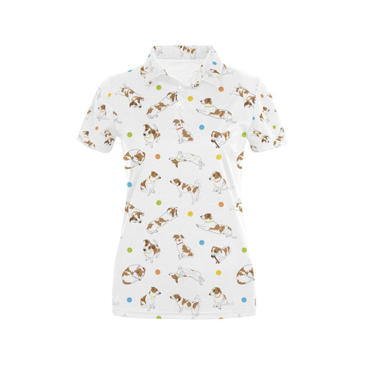 Russell Terriers With Balls Print Design LKS307 Women's Polo Shirt