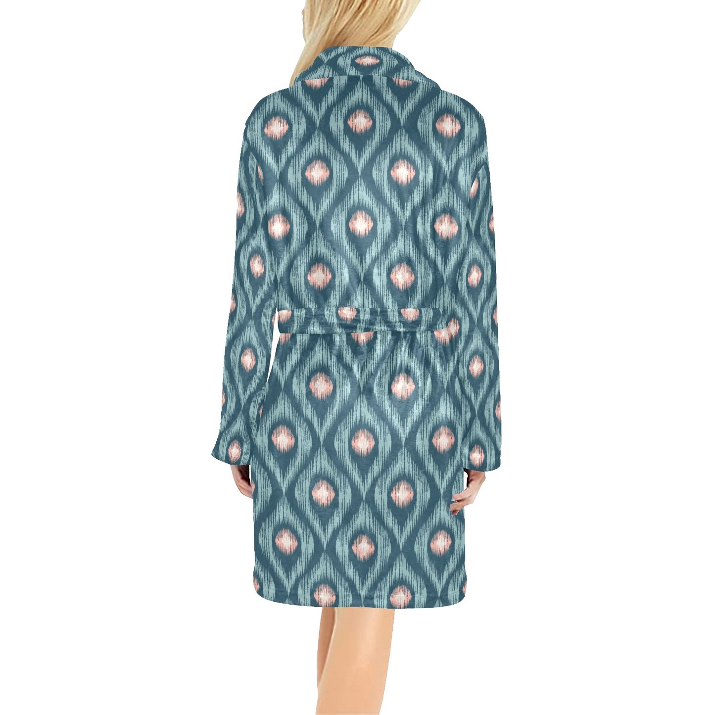 Ikat Print Design LKS402 Women's Fleece Robe