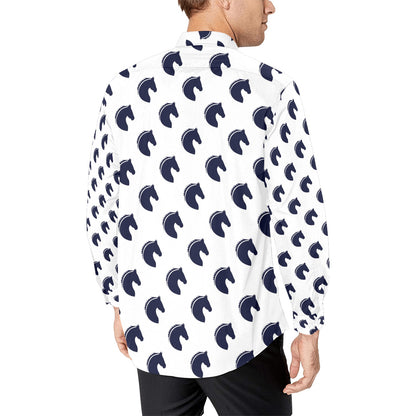 Horse Head Print Design LKS303 Men's Long Sleeve Dress Shirt