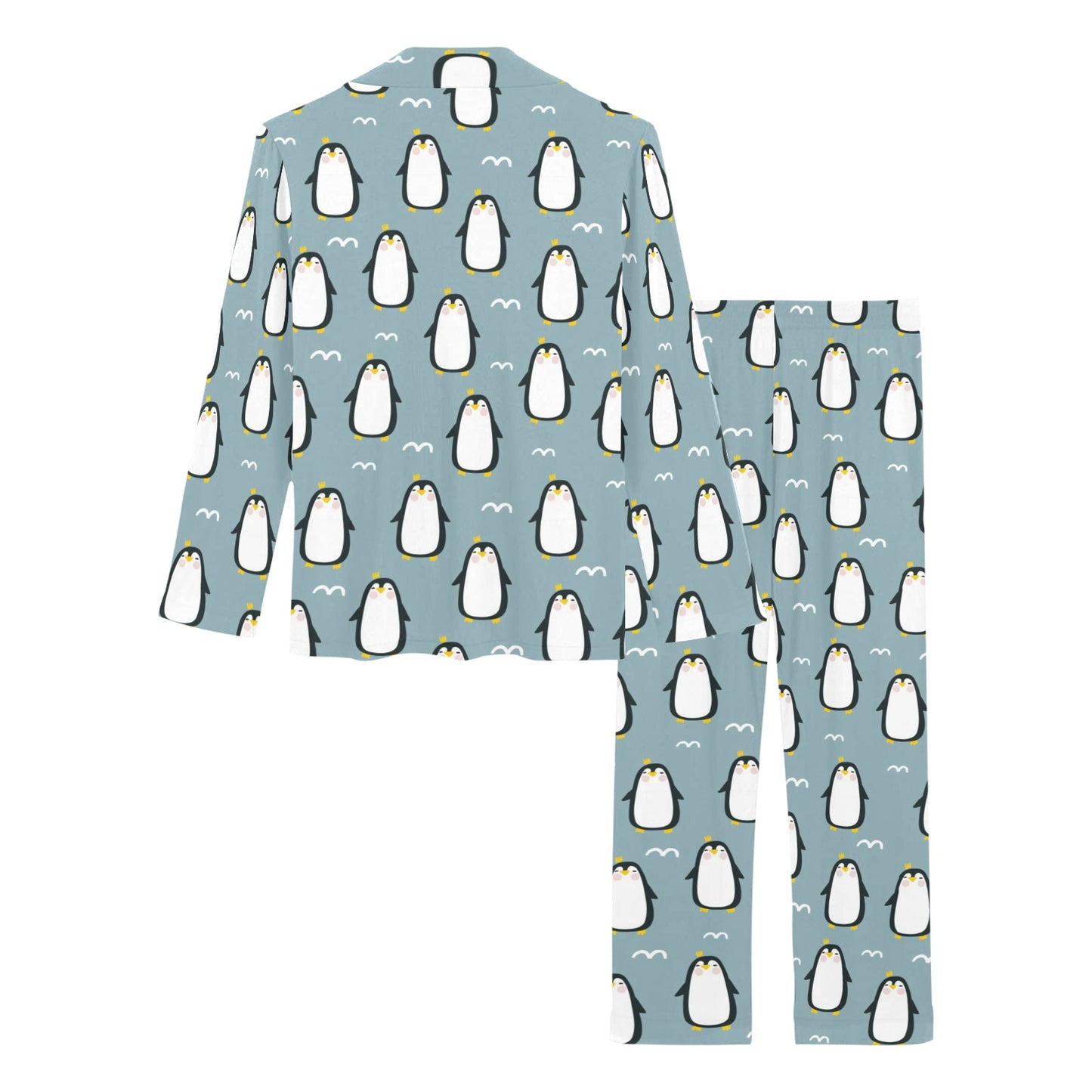 Penguin Pattern Print Design A02 Women's Long Pajama Set