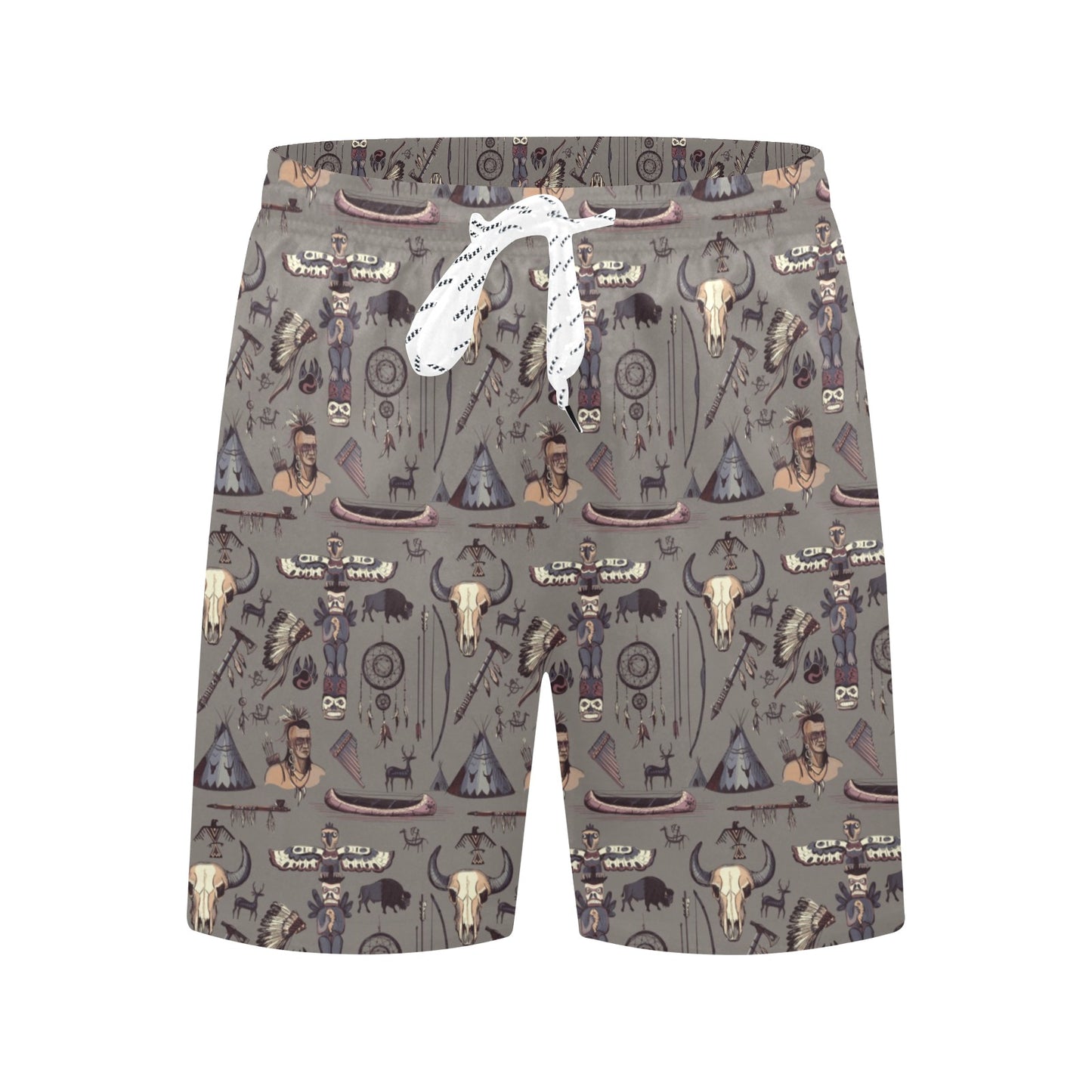 Native Indian life Design Print Men's Swim Trunks Beach Shorts