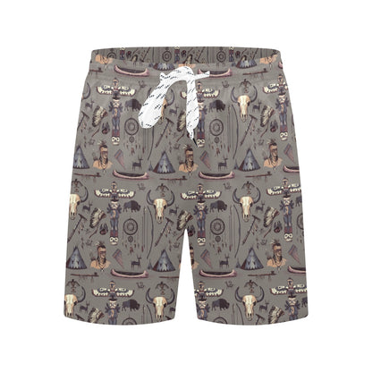Native Indian life Design Print Men's Swim Trunks Beach Shorts