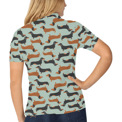 Dachshund Cute Print Pattern Women's Polo Shirt