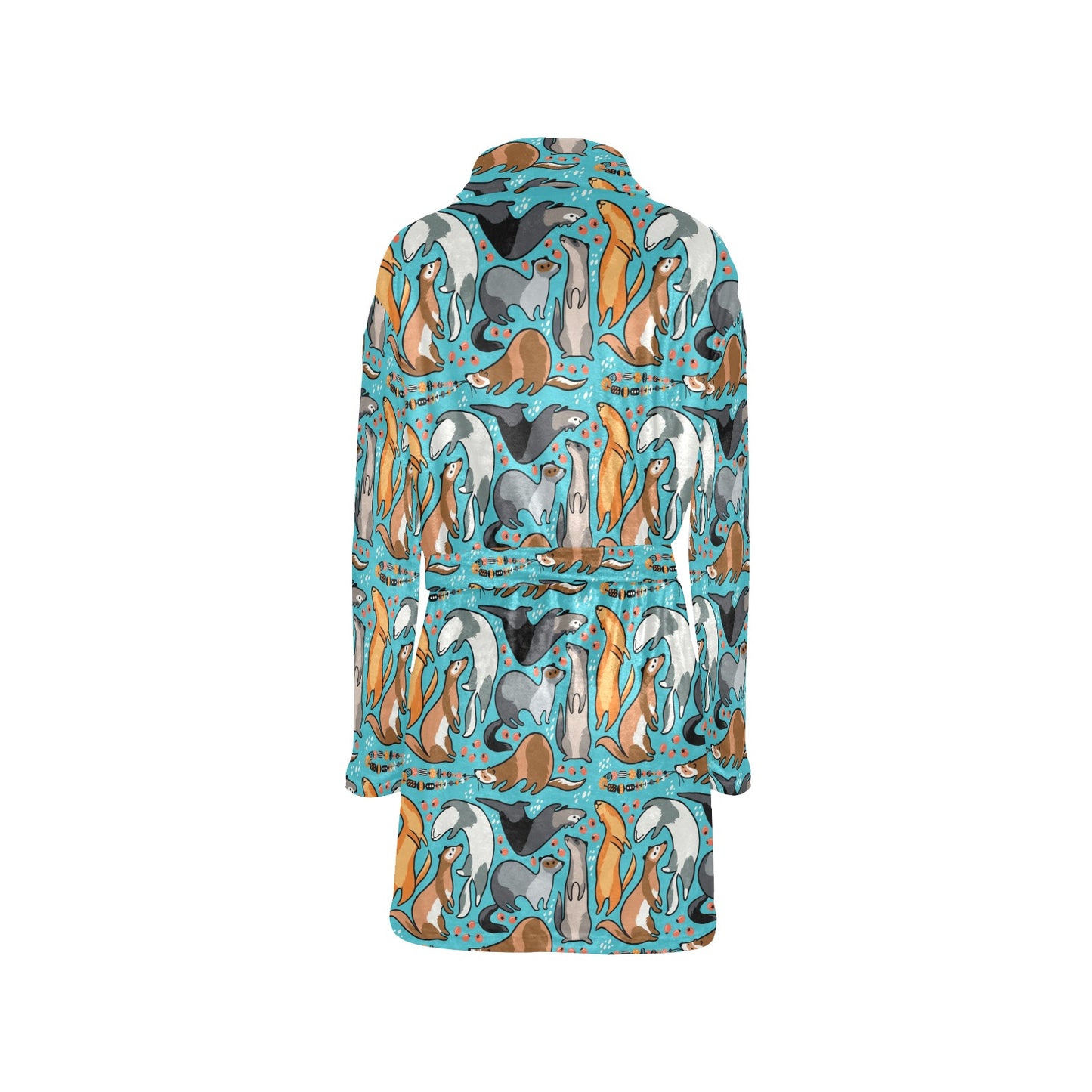 Ferret Pattern Print Design 03 Women's Fleece Robe