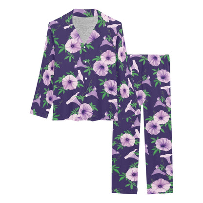 Morning Glory Pattern Print Design MG01 Women's Long Pajama Set