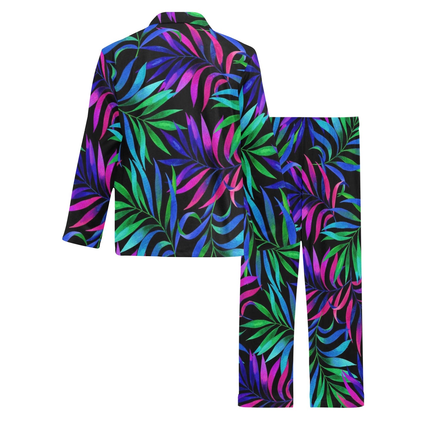 Tropical Flower Pattern Print Design TF010 Men's Long Pajama Set