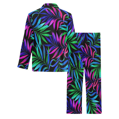 Tropical Flower Pattern Print Design TF010 Men's Long Pajama Set