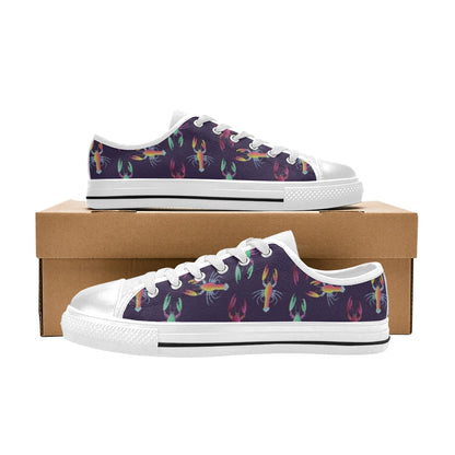 Lobster Print Design LKS402 Women's White Low Top Shoes