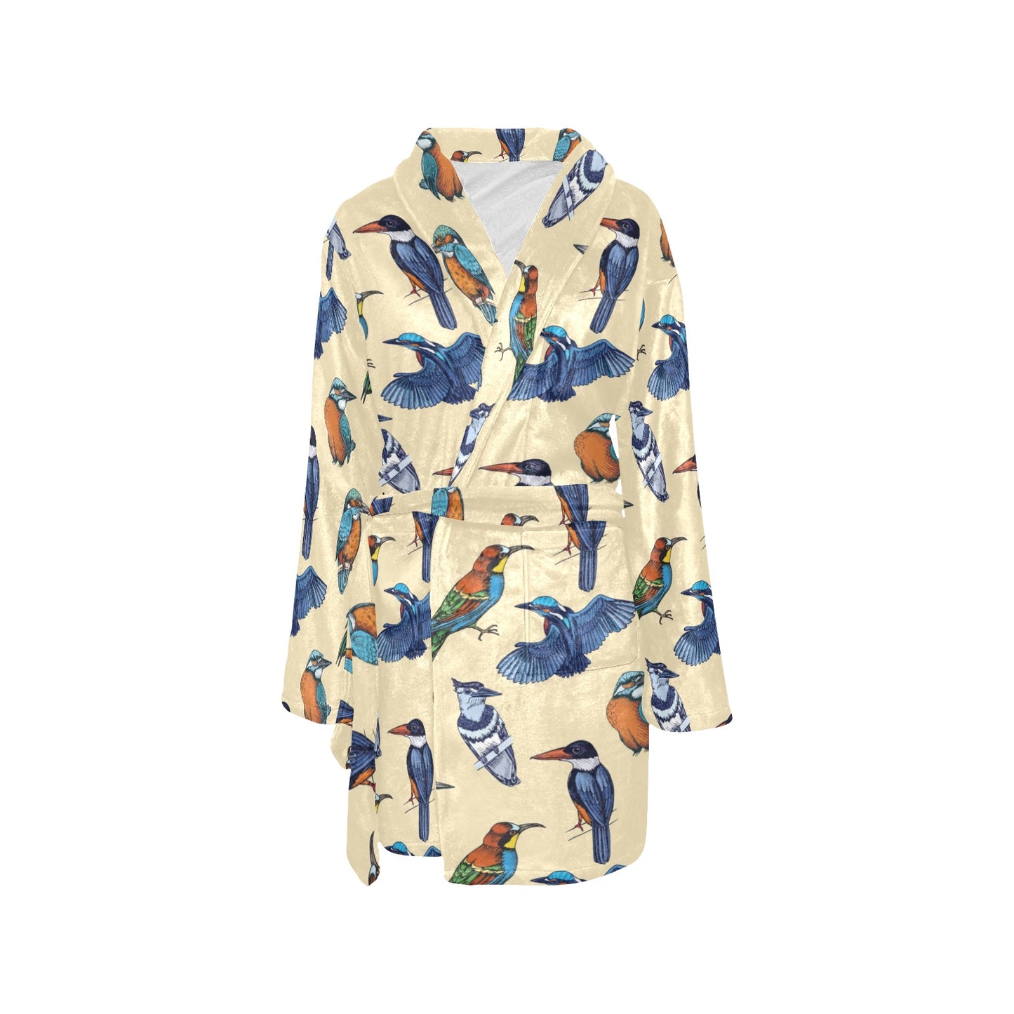 Kingfisher Bird Pattern Print Design 04 Women's Fleece Robe